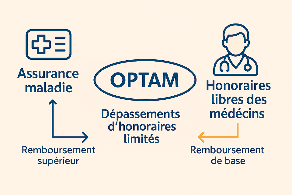 Schéma explicatif Optam sur l'encadrement des honoraires médicaux